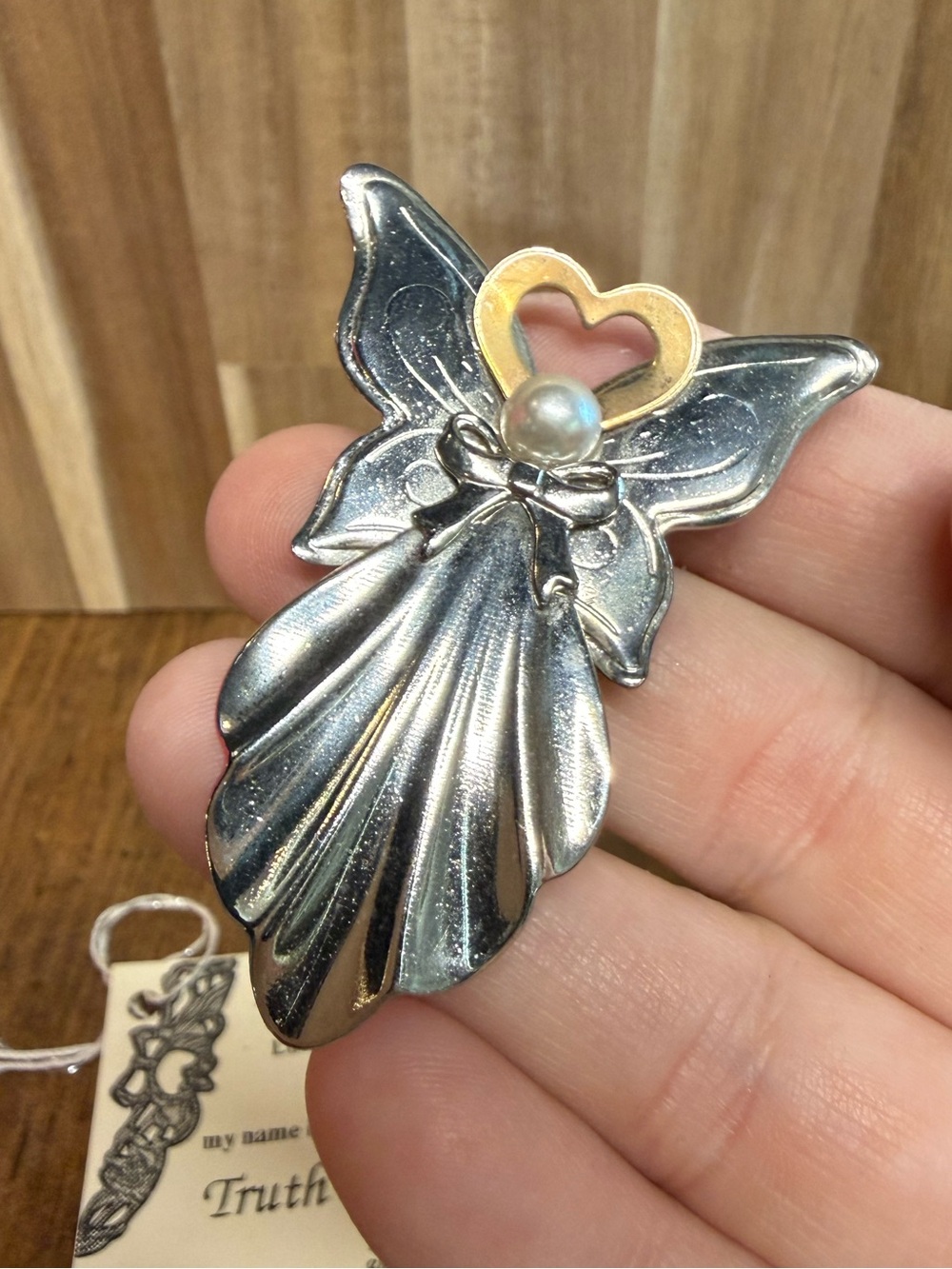 The Vintage Signed Two Tone Gold/Silver Jane Angel Brooch Pin